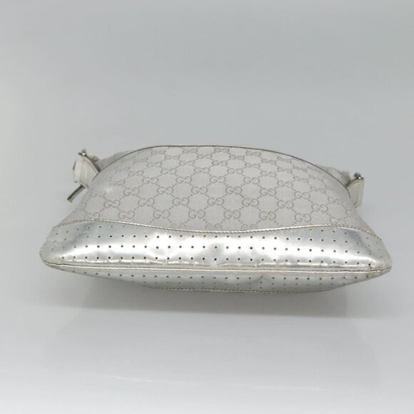 GUCCI GG Canvas Sherry Line Shoulder Bag Gray Silver blue 145857 Auth bs23771 - Picture 6 of 16